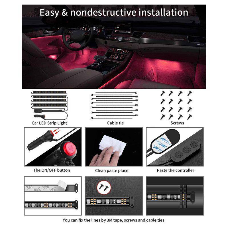 Interior LED Car Strip Light - LED / Multi DIY Color - Accessories - FK Auto Parts