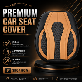 Luxury Black & Apricot Leather Seat Cover for Sedan Cars