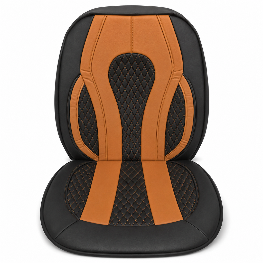 Luxury Black & Apricot Leather Seat Cover for Sedan Cars