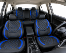 Load image into Gallery viewer, Premium Two-Tone Leather Seat Cover – Black &amp; Blue for Sedan Cars