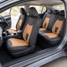 Load image into Gallery viewer, Premium PU Leather Car Seat Cover – Black &amp; Apricot | Universal Fit for Sedan Cars