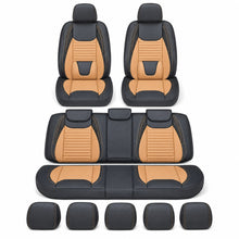 Load image into Gallery viewer, Premium PU Leather Car Seat Cover – Black &amp; Apricot | Universal Fit for Sedan Cars