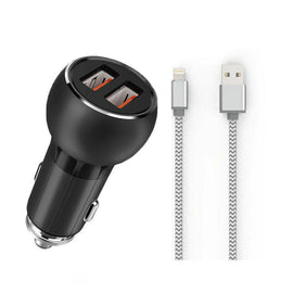 Ldnio Lamp Ring Coil Smart Car Charger - USB QC3.0 / 36W / Lightning / Gray - Accessories - FK Auto Parts