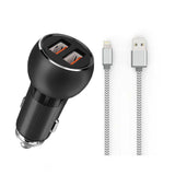 Ldnio Lamp Ring Coil Smart Car Charger - USB QC3.0 / 36W / Lightning / Gray