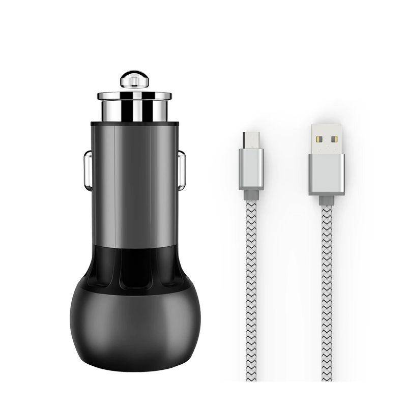 Ldnio Lamp Ring Coil Smart Car Charger - USB QC3.0 / 36W / Micro USB / Gray - Accessories - FK Auto Parts