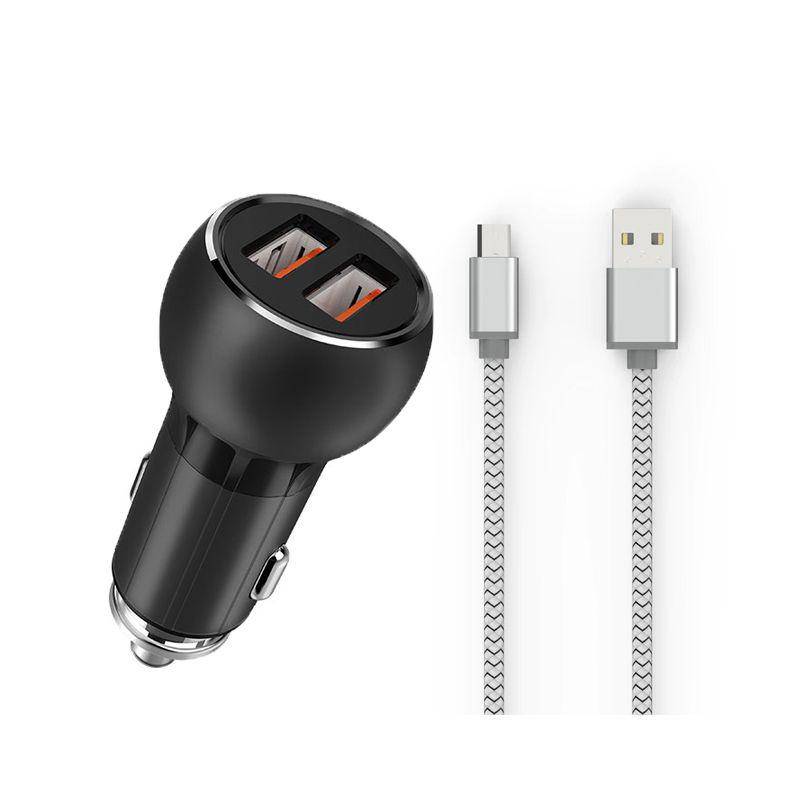 Ldnio Lamp Ring Coil Smart Car Charger - USB QC3.0 / 36W / Micro USB / Gray - Accessories - FK Auto Parts