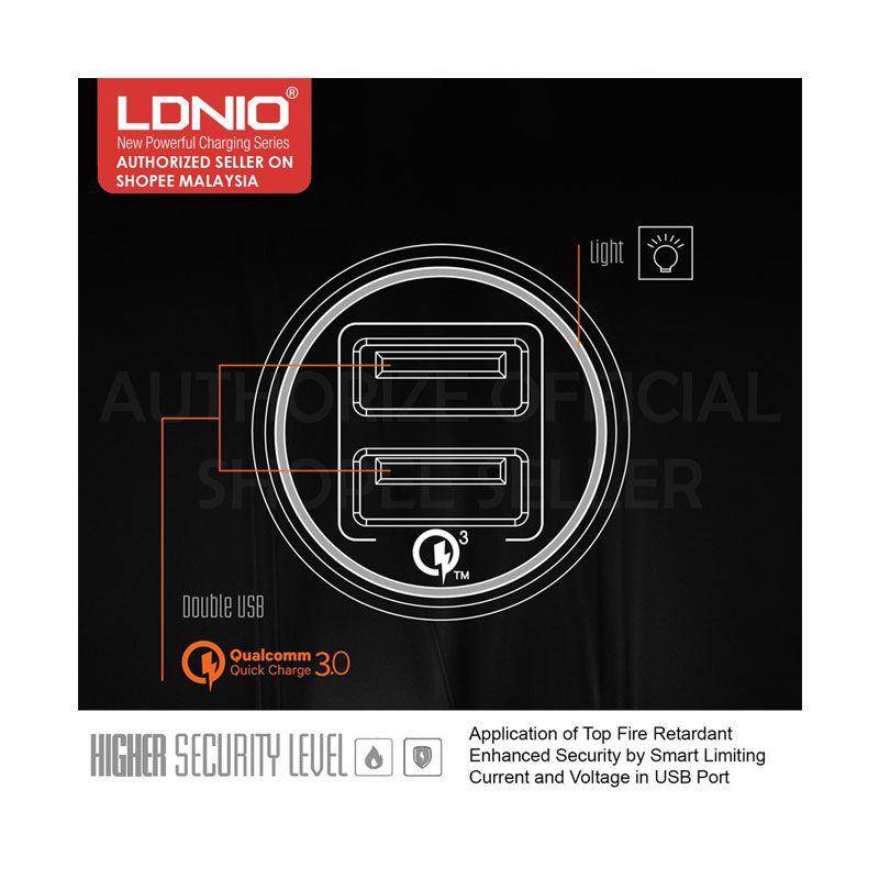 شاحن سيارة Ldnio قوي - USB QC3.0 / 36W / Micro USB / رمادي - الملحقات - قطع غيار سيارات FK