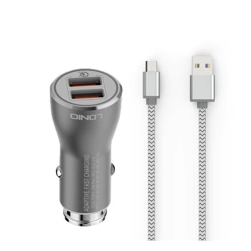 Ldnio Powerful Car Charger - USB QC3.0 / 36W / Micro USB / Gray - Accessories - FK Auto Parts